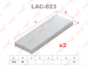 Изображение 1, LAC823 Фильтр воздушный салона PEUGEOT 208 (12-) CITROEN C4 (14-) (2шт.) LYNX