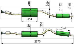 Изображение 2, 315195-1201008 Глушитель УАЗ-315195 Хантер дв.ЗМЗ-409 ЕВРО-4, 5 с резонатором нержавеющая сталь Н/О ТЕХКОМ