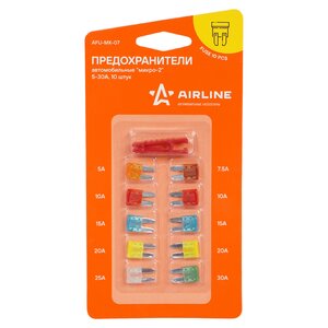 Изображение 1, AFU-MK-07 Предохранитель 5-30А флажковый "МИКРО-2" комплект 10шт. AIRLINE