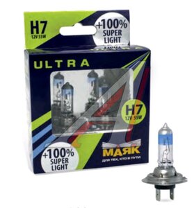 Изображение 1, 82720SL+100 Лампа 12V H7 55W PX26d +100% (2шт.) Super White Ultra МАЯК