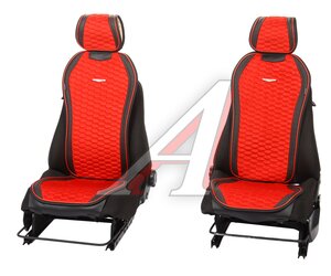 Изображение 1, DES-600 BK/RD Накидка на сиденье алькантара стеганая/эко-кожа черная-красная (2шт.) Designo AUTOPROFI