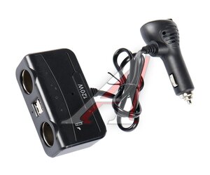 Изображение 1, NO.1676 Разветвитель прикуривателя 2-х гнездовой 12-24V 1USB OLESSON