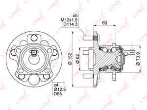Изображение 1, WH1089 Ступица TOYOTA Auris (07-) задняя LYNX