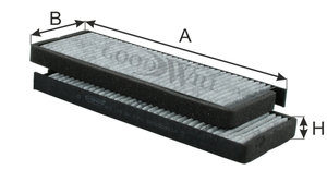 Изображение 1, AG1352KCFC Фильтр воздушный салона SSANGYONG Rexton (02-) угольный (2шт.) GOODWILL
