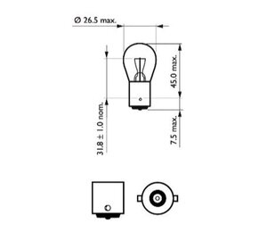Изображение 5, 12498CP Лампа 12V P21W BA15s PHILIPS