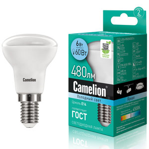 Изображение 1, LED6-R50/845/E14 Лампа светодиодная E14 R50 6W (60W) 220V холодный Ultra CAMELION