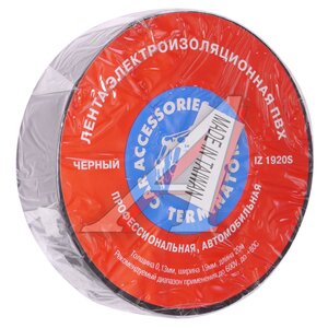 Изображение 1, IZ 1920S Изолента ПВХ черная 19x0.13мм 20м профессиональная для автосервисов TERMINATOR