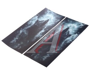 Изображение 1, 35941 Наклейка виниловая на стойки дверей "Волк Луна" 20х50см полноцветная (2шт.) AUTOSTICKERS