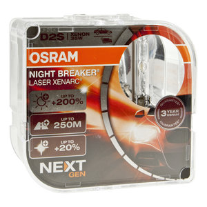 Изображение 1, 66240XNN2(EURO) Лампа ксеноновая D2S 35W P32d-2 +200% 4500K 85V евробокс (2шт.) Night Breaker Laser NextGen OSRAM