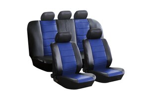 Изображение 1, KT 835624 Авточехлы универсальные экокожа черно-синие Style KRAFT