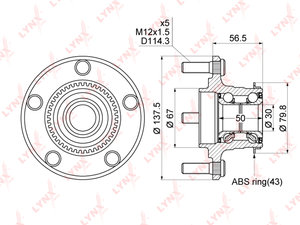 Изображение 1, WH1077 Ступица MITSUBISHI Outlander (04-) задняя с подшипником LYNX