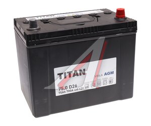 Изображение 1, 6СТ75(0) D26L Аккумулятор ТИТАН Asia AGM 75А/ч обратная полярность