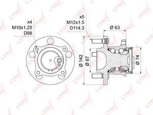 Изображение 1, WH1214 Ступица MAZDA 3 (04-09) задняя LYNX