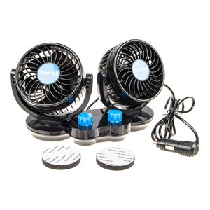 Изображение 5, HX-T307E DC12V blue Вентилятор в салон 12V двойной на платформе синий MITCHELL