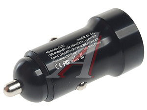 Изображение 3, CC32 Black Устройство зарядное в прикуриватель 1USB + 1 Type C 12V черное XO