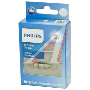 Изображение 2, 11860CU60 Лампа светодиодная 12V C5W SV8.5 30мм 6000K 100Лм Led White Ultinon Pro6000 PHILIPS