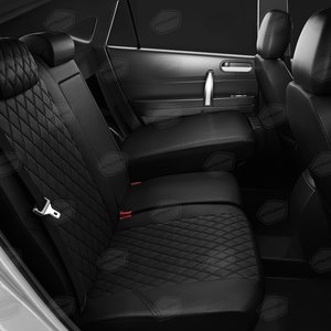 Изображение 6, GZ30-0104-EC01-R-blk Авточехлы ГАЗель Next (3 высоких) экокожа черные,  черная строчка ромб комплект AVTOLIDER