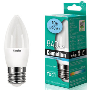 Изображение 1, LED10-C35/845/E27 Лампа светодиодная E27 С35 10W (90W) 220V холодный Ultra CAMELION