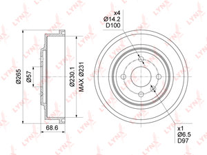 Изображение 1, BM1139 Барабан тормозной OPEL Astra G (98-05) задний (1шт.) LYNX