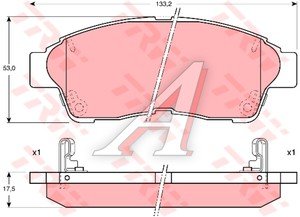 Изображение 3, GDB1143 Колодки тормозные TOYOTA Corolla (92-01) передние (4шт.) (ЗАМЕНА НА GDB3147) TRW