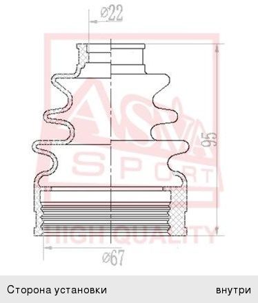 Изображение 1, ASBT-INCY2 Пыльник ШРУСа MITSUBISHI Lancer 10 внутреннего ASVA