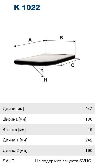 Изображение 1, K1022 Фильтр воздушный салона RENAULT Laguna (K56, B56) FILTRON