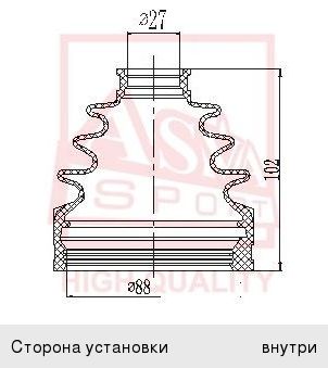 Изображение 1, ASBT-INCX7 Пыльник ШРУСа MAZDA CX-7 внутреннего комплект ASVA