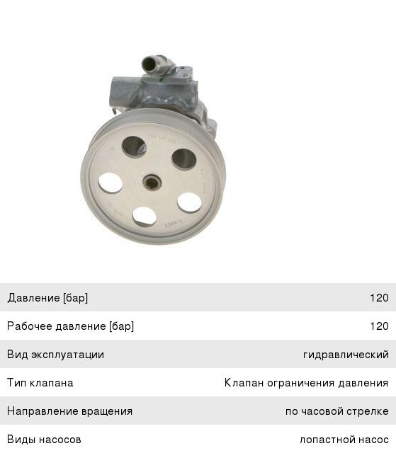 Насос гидроусилителя AUDI A4 (08-11) BOSCH