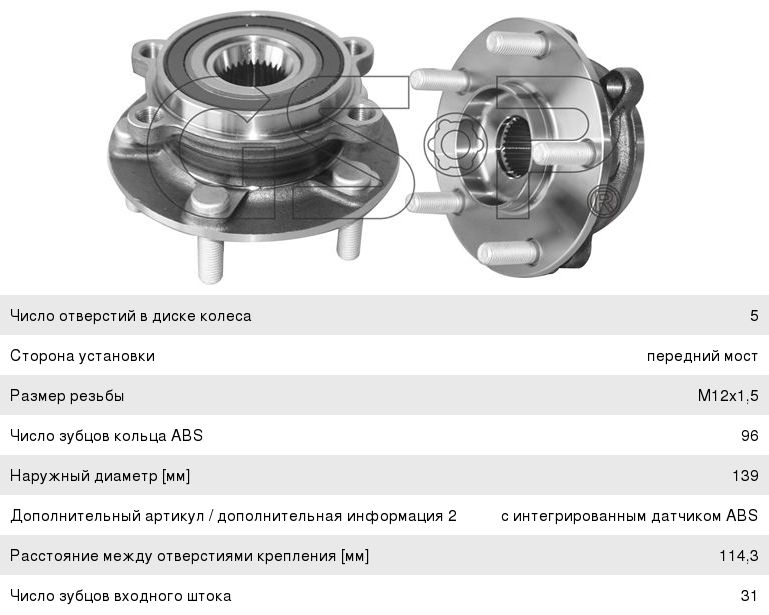 Изображение 1, 9331008 Ступица MAZDA CX5 (12-) передняя с подшипником GSP