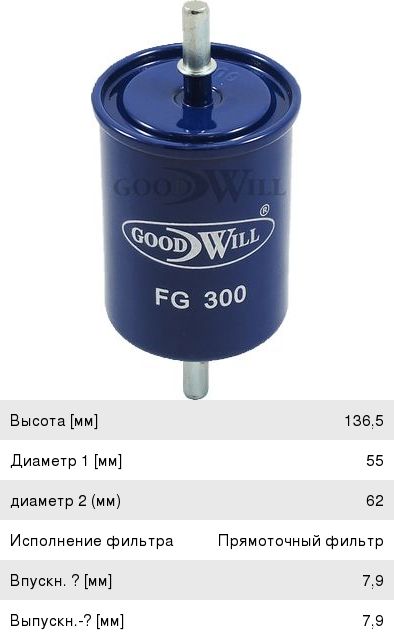 Изображение 1, FG300 Фильтр топливный RENAULT Logan GOOD WILL