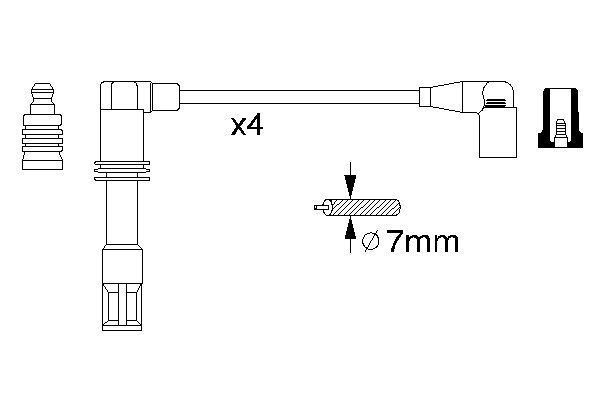 Провод высоковольтный VW Golf 4, Polo AUDI A3 SKODA Fabia, Octavia (1.41.6) (16V) комплект BOSCH