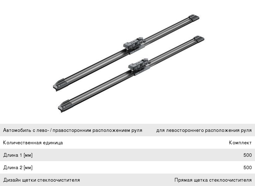Щетка стеклоочистителя BMW 1 (E81, 87) 500500мм комплект Aerotwin BOSCH