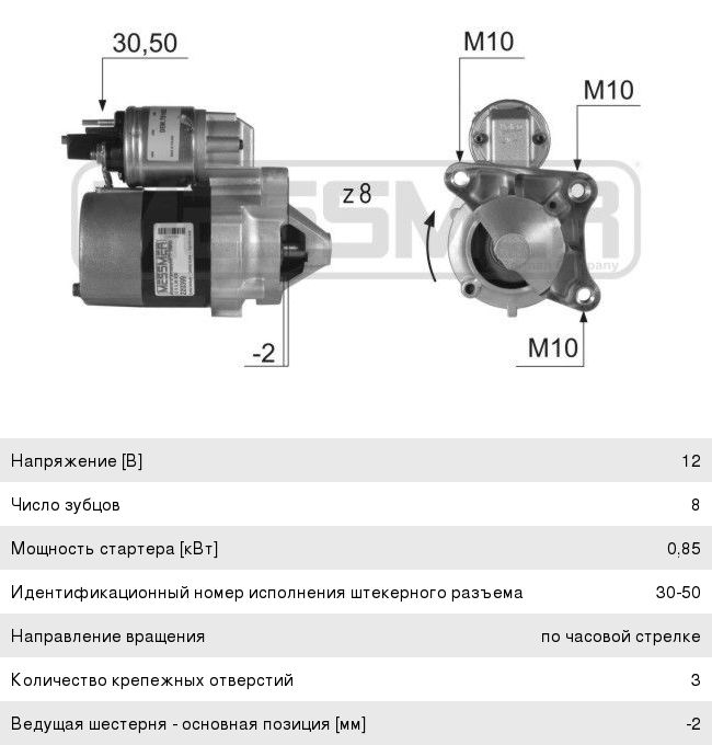 Стартер ЛАДА Largus (16кл.) RENAULT Logan, Clio, Kangoo (1.41.6) (0.85кВт)(8 зуб) ERA