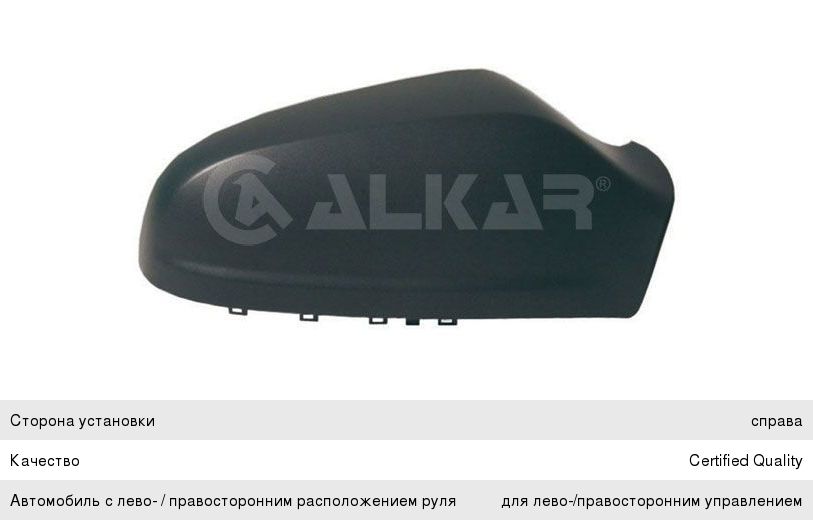 Крышка OPEL Astra H зеркала правого ALKAR