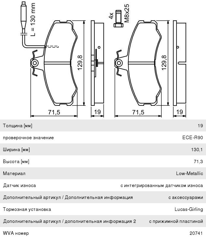 Колодки тормозные PEUGEOT 405 передние (4шт.) BOSCH