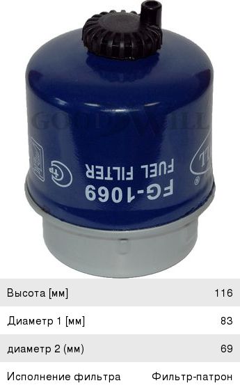 Изображение 1, FG1069 Фильтр топливный JOHN DEERE 5 series (11-) GOODWILL