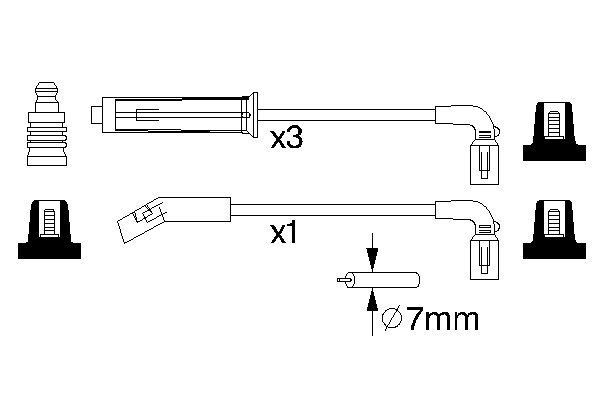 Провод высоковольтный DAEWOO Nexia (8V) CHEVROLET Lanos (8V), Aveo (1.4) (8V) комплект BOSCH