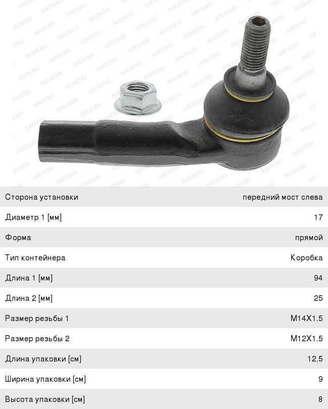 Изображение 1, VO-ES-14747 Наконечник рулевой тяги VW Polo (15-) левый MOOG