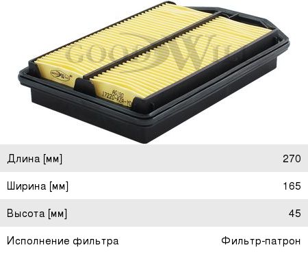 Изображение 1, AG190 Фильтр воздушный HONDA CR-V (07-12) (2.4) GOODWILL