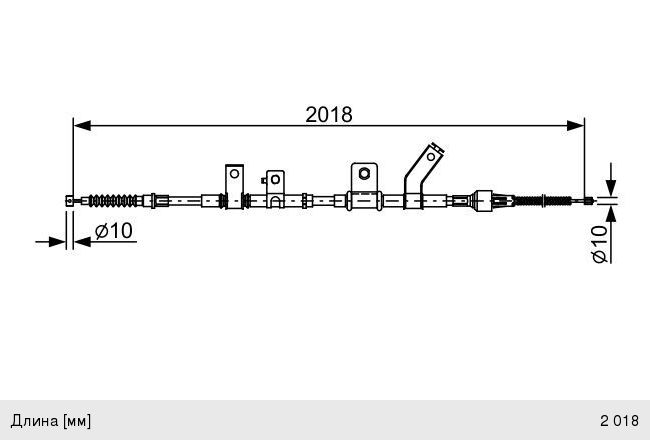 Изображение 1, 1987482516 Трос стояночного тормоза MITSUBISHI L200 (05-) задний правый BOSCH