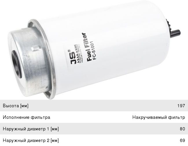 Изображение 1, FC51001 Фильтр топливный FORD Transit (02-06) JS ASAKASHI