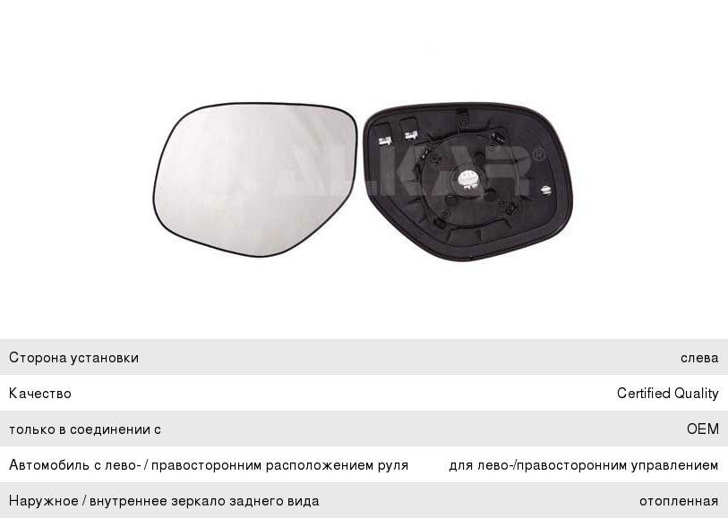 Изображение 1, 6431866 Элемент зеркальный MITSUBISHI Outlander XL левый ALKAR