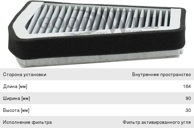 Изображение 1, AG125/1CFC Фильтр воздушный салона CHEVROLET Lanos (97-) угольный GOODWILL
