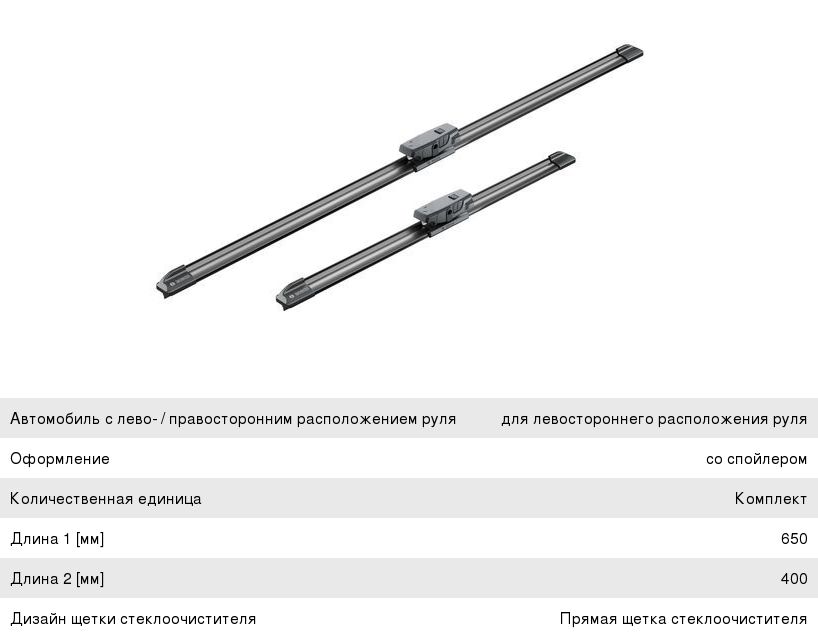 Щетка стеклоочистителя 650400мм комплект Aerotwin (Уценка:порвана упаковка) BOSCH