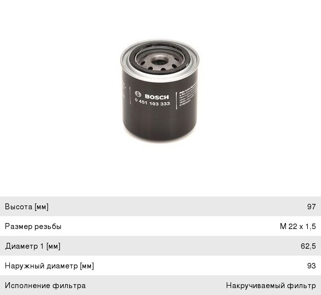 Фильтр масляный FORD Mondeo 1, 2, 3 (94-04-) MAZDA MPV 2 (99-02), Tribute (00-) BOSCH