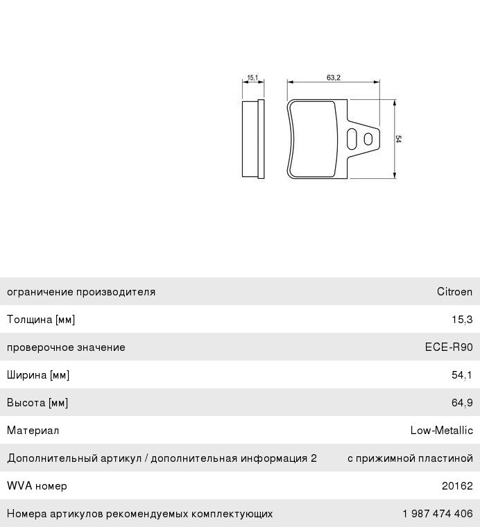 Колодки тормозные CITROEN Xantia (93-03) задние (4шт.) BOSCH