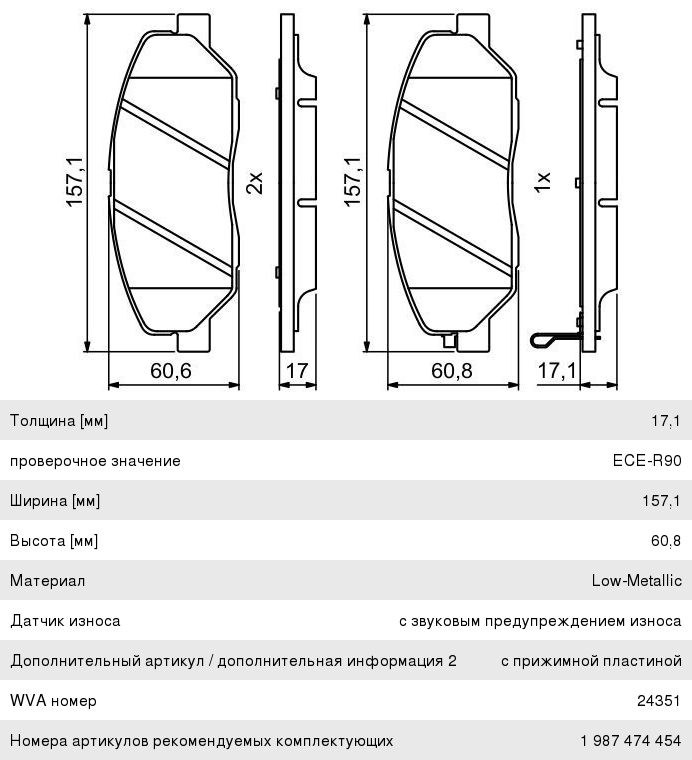 Колодки тормозные HYUNDAI Santa Fe (06-) KIA Sorento (09-) передние (4шт.) BOSCH