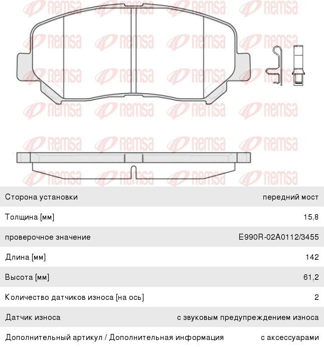Колодки тормозные MAZDA CX-5 (12-) передние (4шт.) REMSA, GDB3562, K0Y1-33-23Z,
                                                          фото 1 Изображение 1, 1513.02 Колодки тормозные MAZDA CX-5 (12-) передние (4шт.) REMSA