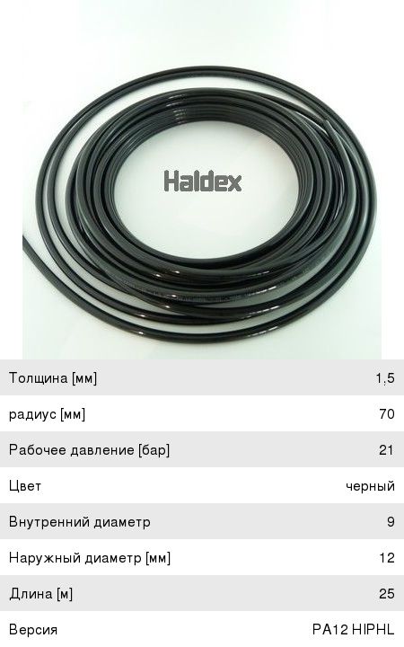 Трубка тормозная d=12мм 12х1 MAN ПВХ бухта 25метров HALDEX - 0671215110 ...