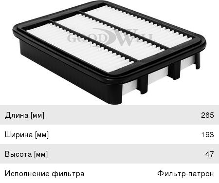 Изображение 1, AG451 Фильтр воздушный CHERY Tiggo (1.6) GOODWILL